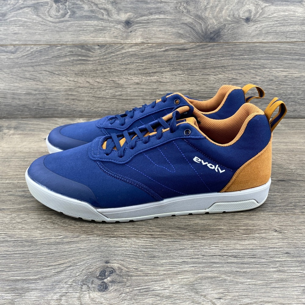 Evolv Rebel Mens 10.5 Blue Tan Canvas Approach Climbing Lifestyle Shoes Sneaker